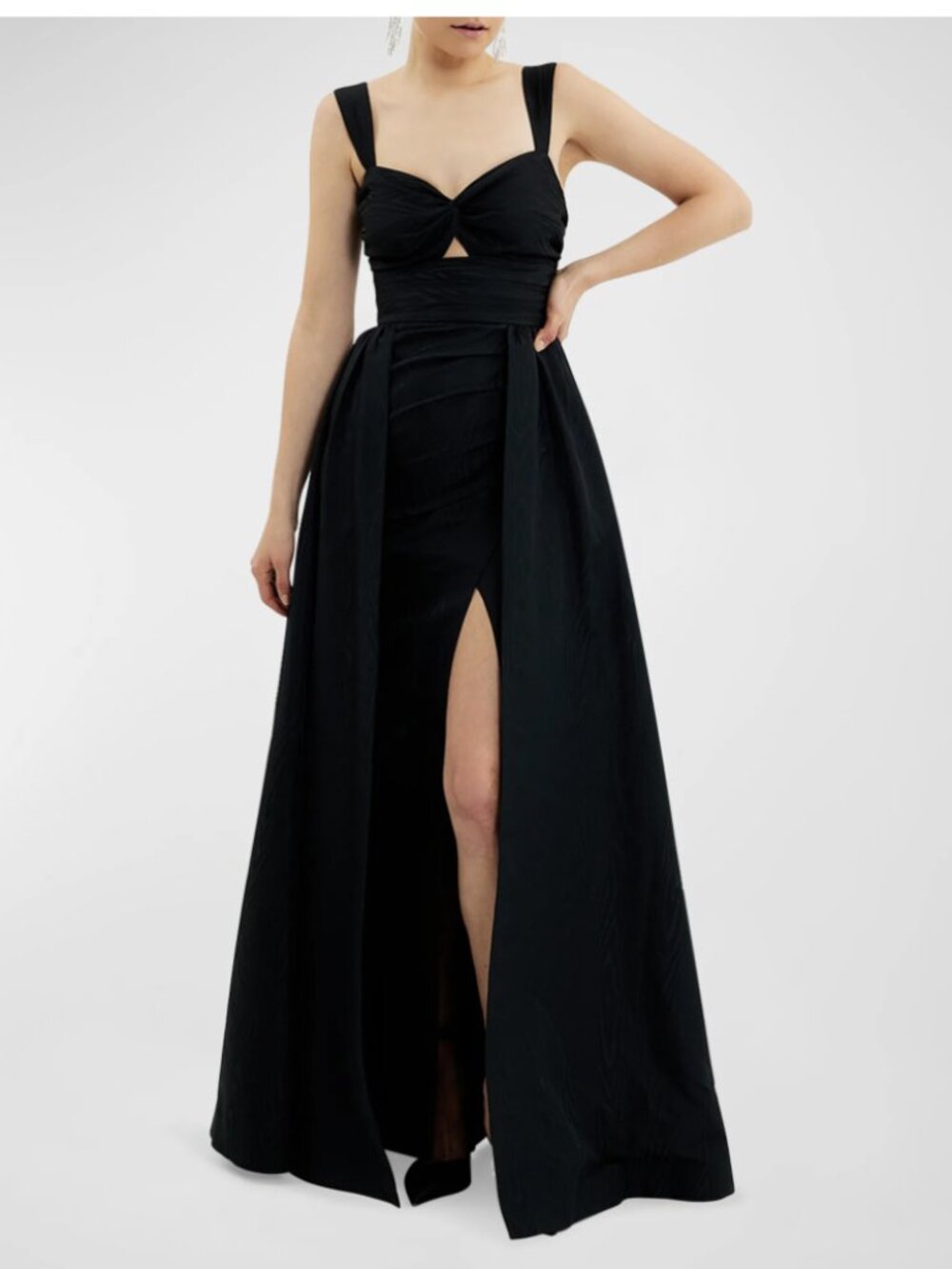REBECCA VALLANCE Danielle Pleated Cutout Sweetheart Gown